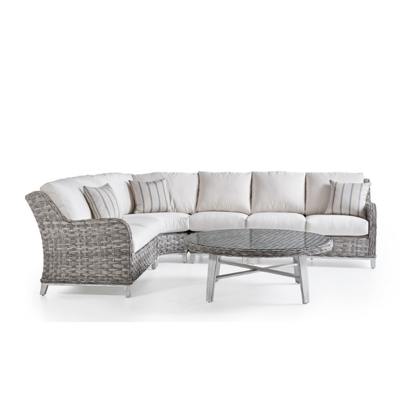 South Sea Rattan Grand Isle Resin Wicker 5 Piece Outdoor Sectional Sofa Living Set