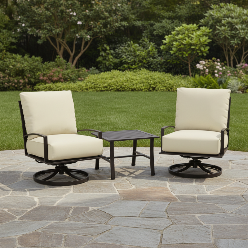 Sunset West La Jolla Swivel Club Chairs With End Table