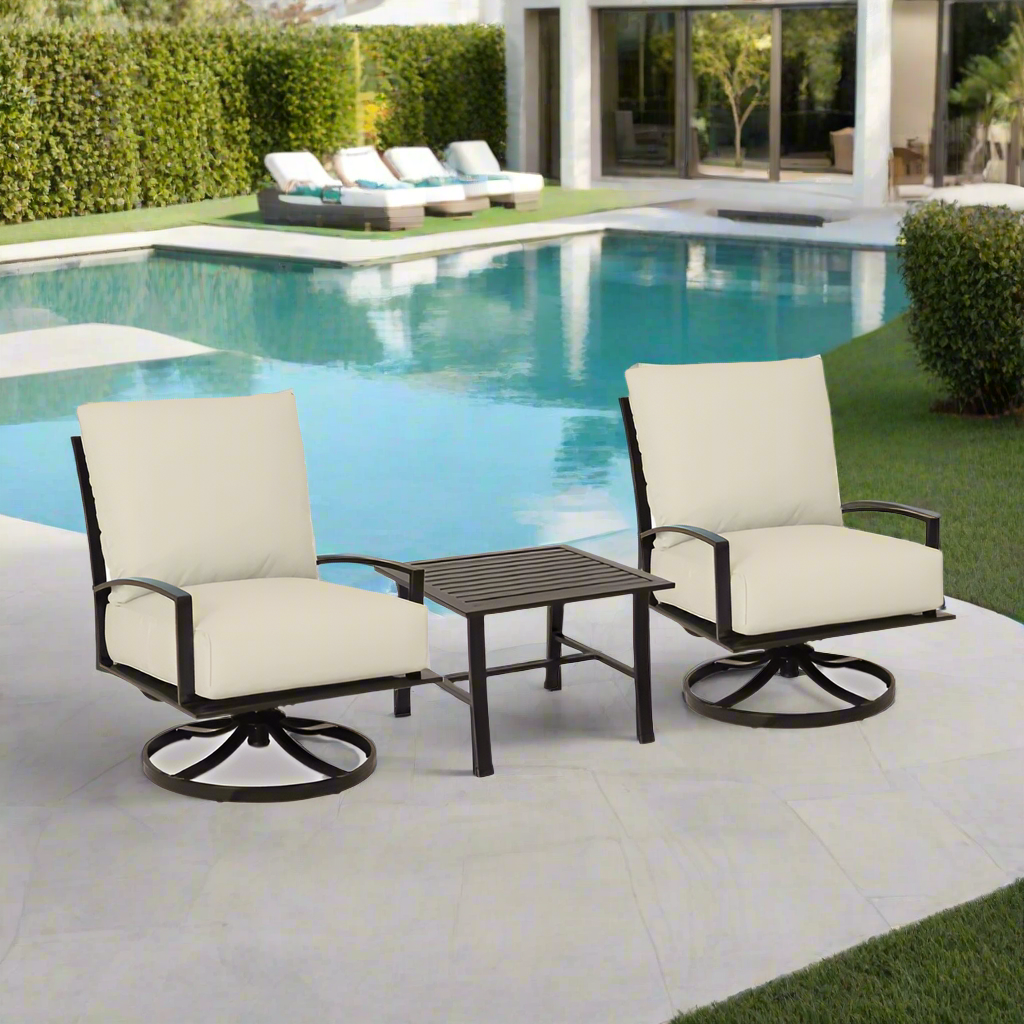 Sunset West La Jolla Swivel Club Chairs With End Table