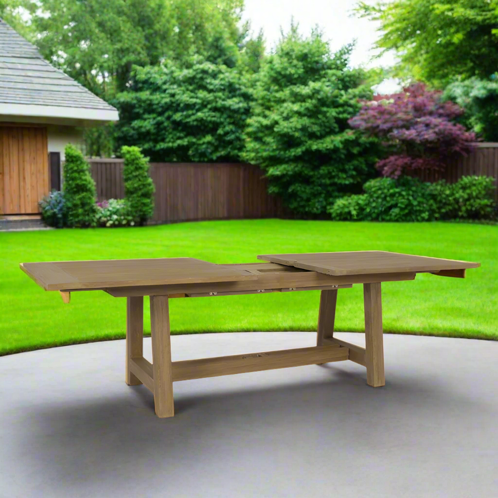 Sunset West Coastal Teak Dining Table with Leaf Extension