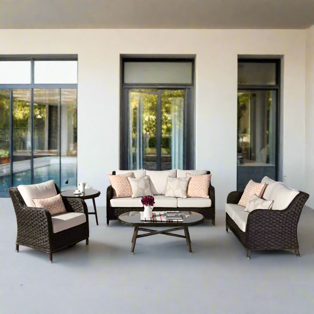 South Sea Rattan Grand Isle Resin Wicker 5 Piece Outdoor Patio Set With Glider