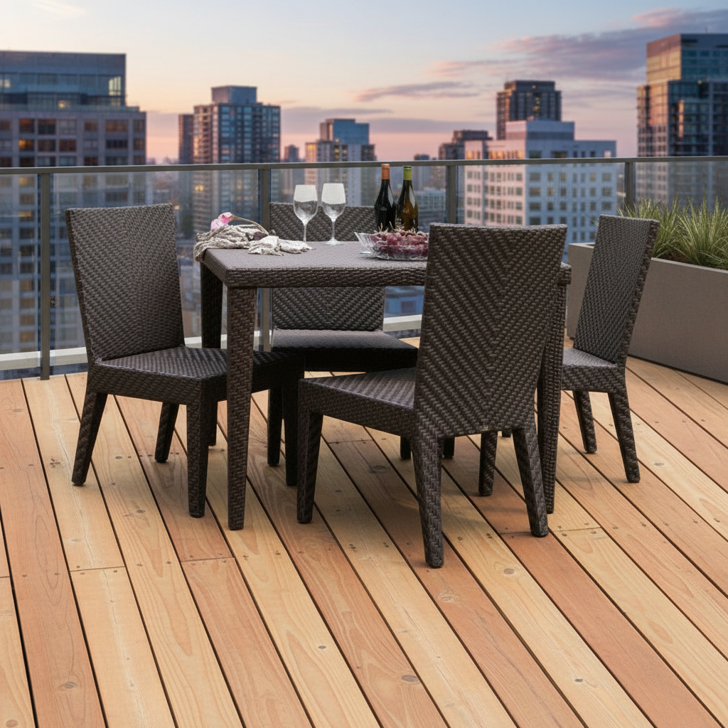 Hospitality Rattan Atlantis 5-Piece Square Dining Side Chair Set with Cushions