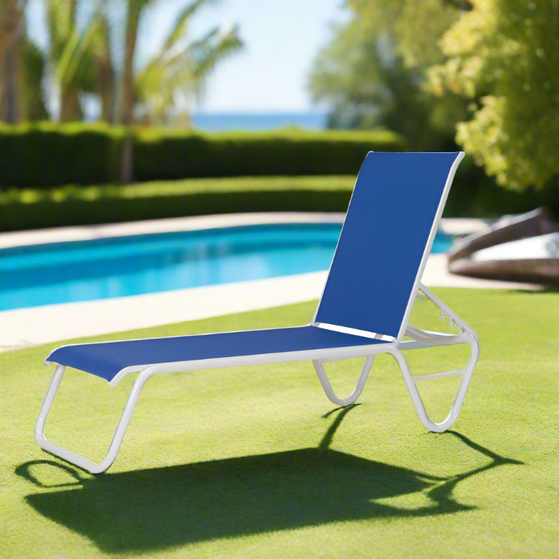 Telescope Casual Gardenella Sling Aluminum Outdoor Lay-Flat Stacking Armless Chaise