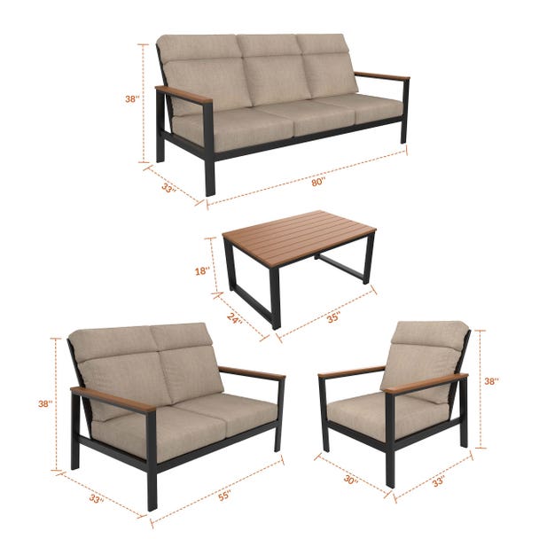 NorthCape International Windsor 4-Piece Lounge Patio Set