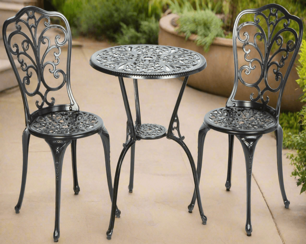 Alfresco Home Triora Cast Aluminum Bistro Set - Blacksmith Finish