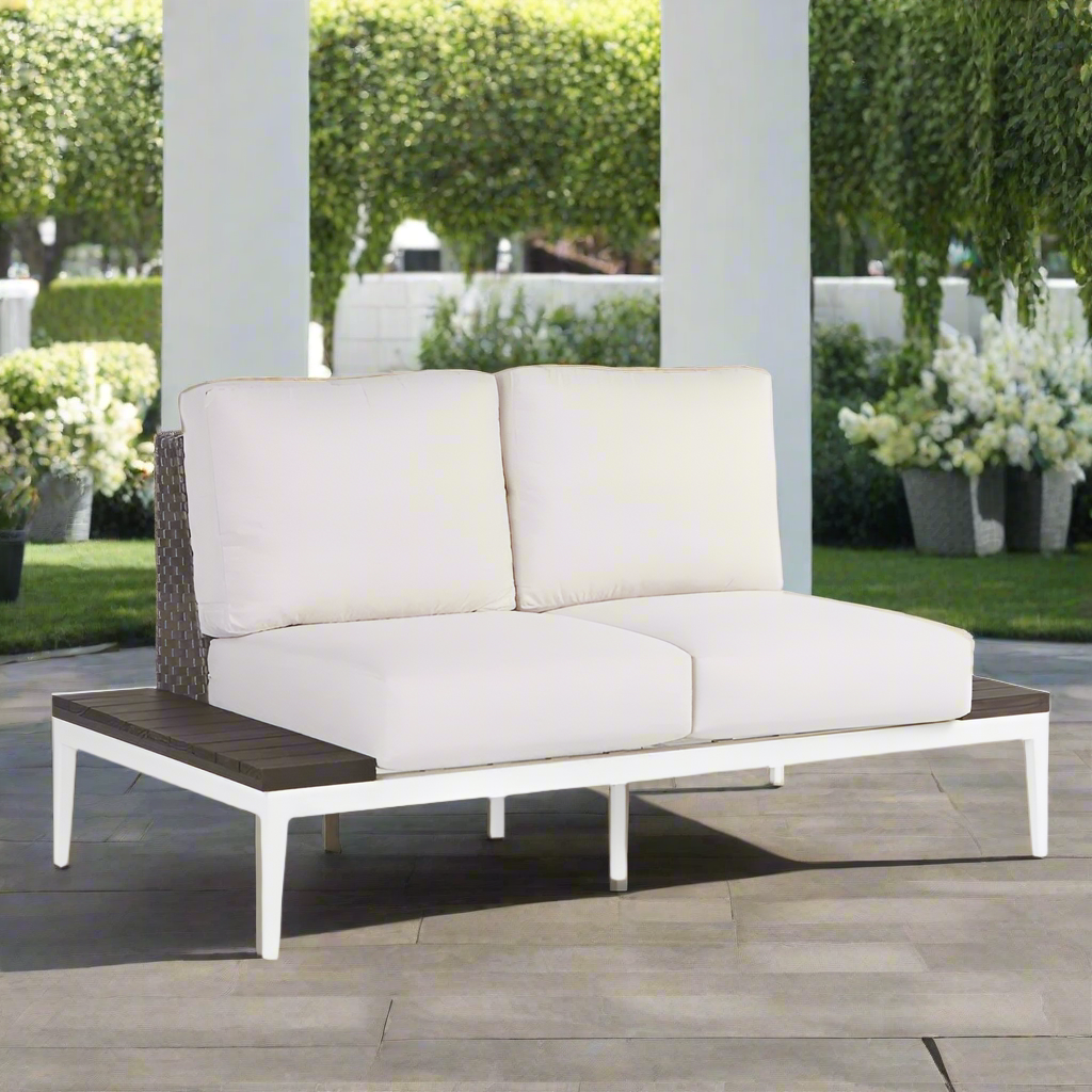South Sea Rattan Stevie Wicker Loveseat With Side Tables