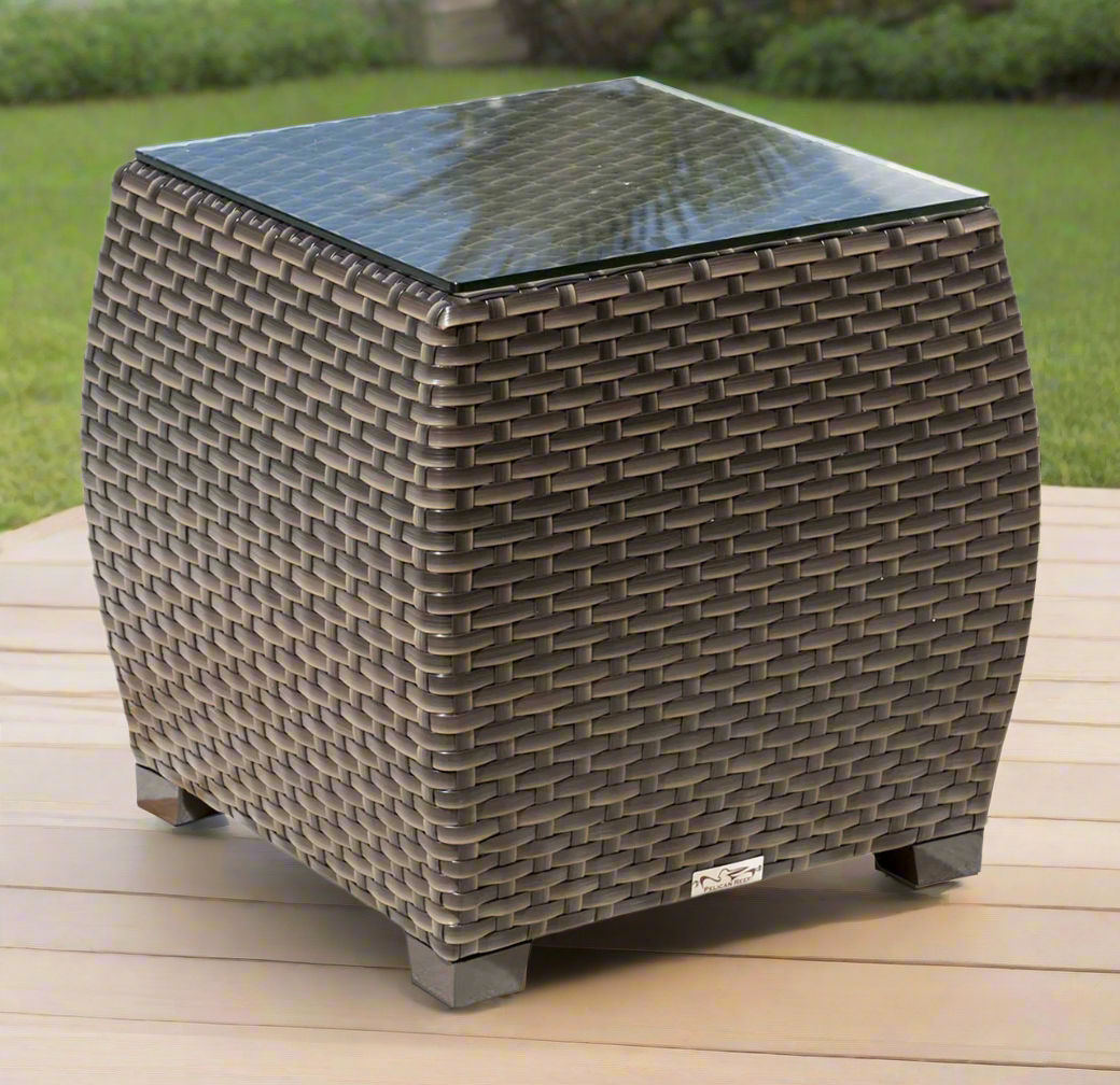 Hospitality Rattan Fiji End Table with Glass