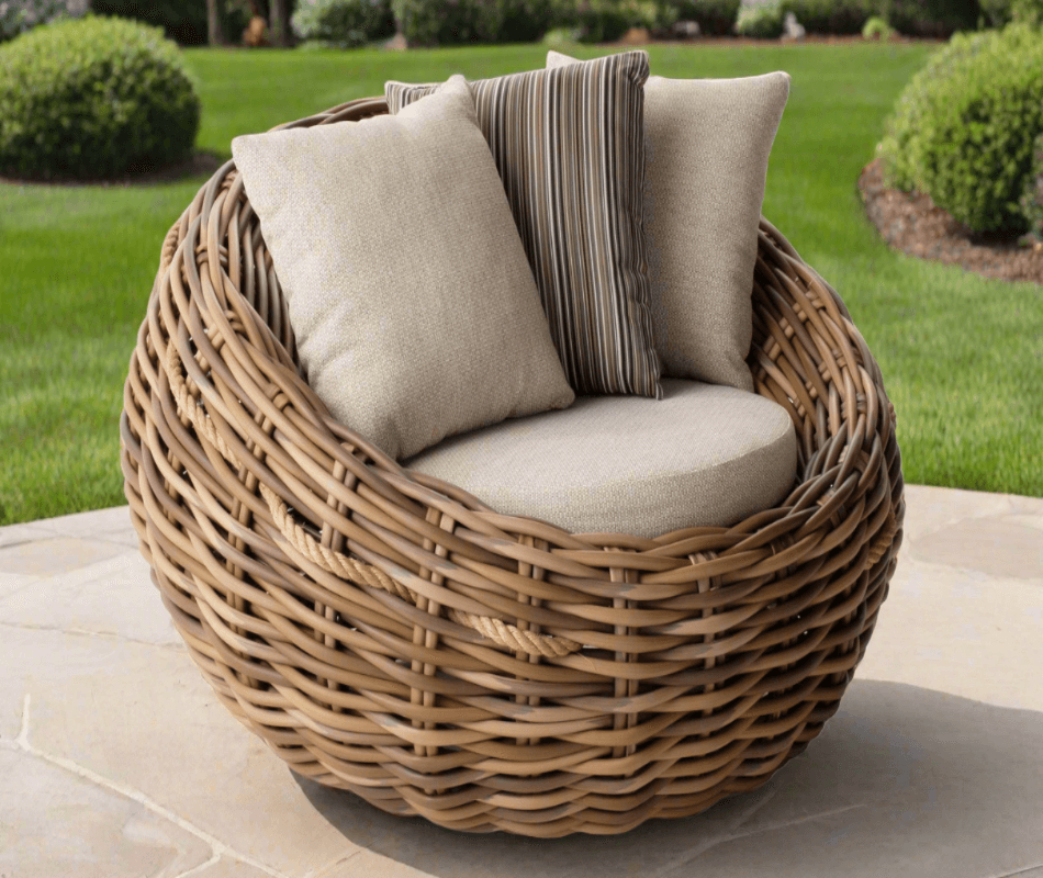 Alfresco Home Cocoon Deep Seating Lounge Chair with 3 Throw Pillows