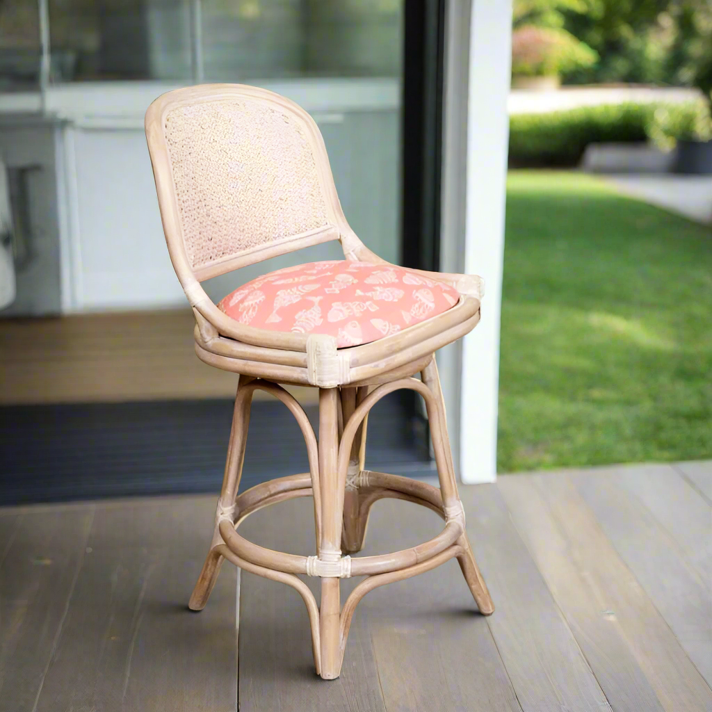 Alexander & Sheridan Cayman 24" Rattan Indoor Armless Bar Stool