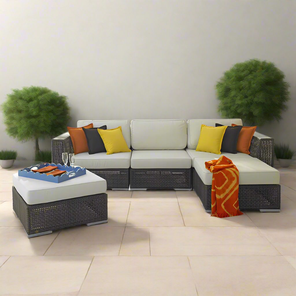 Hospitality Rattan Soho 5 PC Sectional Set Deep Seating Group