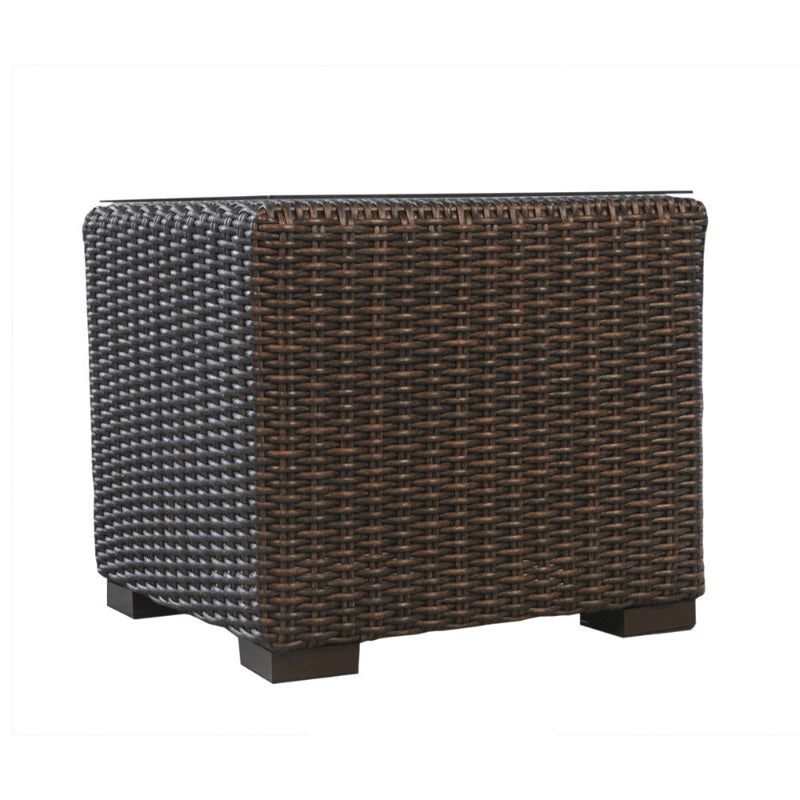 Wicker side table on a white background
