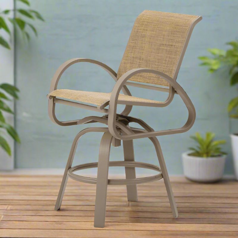 Telescope Casual Aruba II Aluminum Sling Outdoor Balcony Height Swivel Cafe Chair