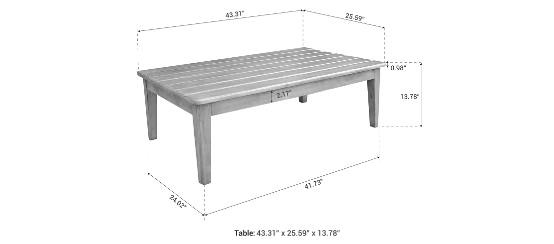 OUTSY Eve table dimensions