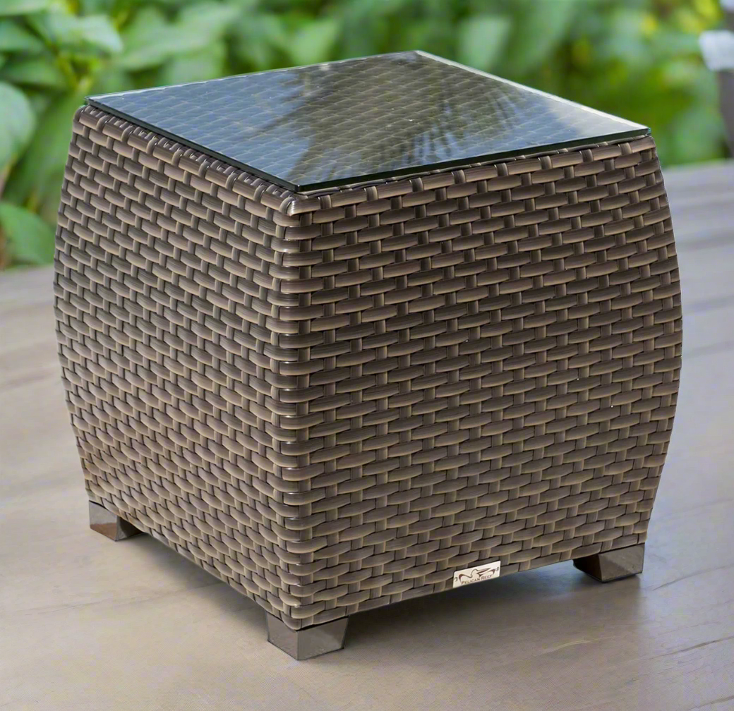 Hospitality Rattan Fiji End Table with Glass