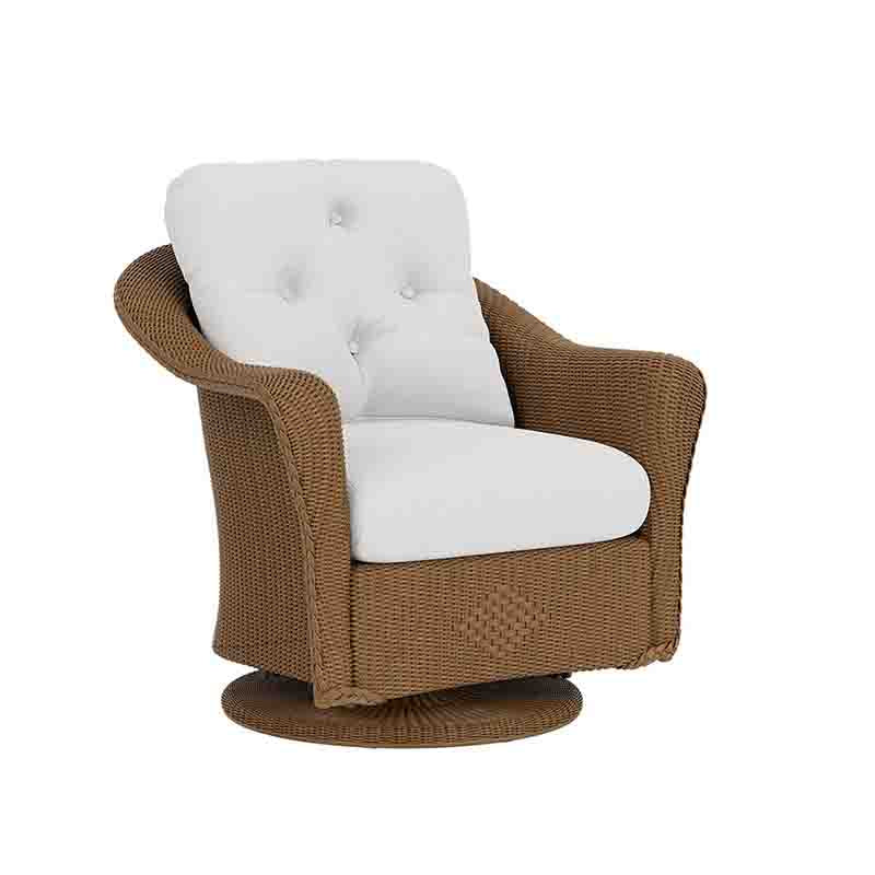 Brown wicker chair with white cushion on a white background