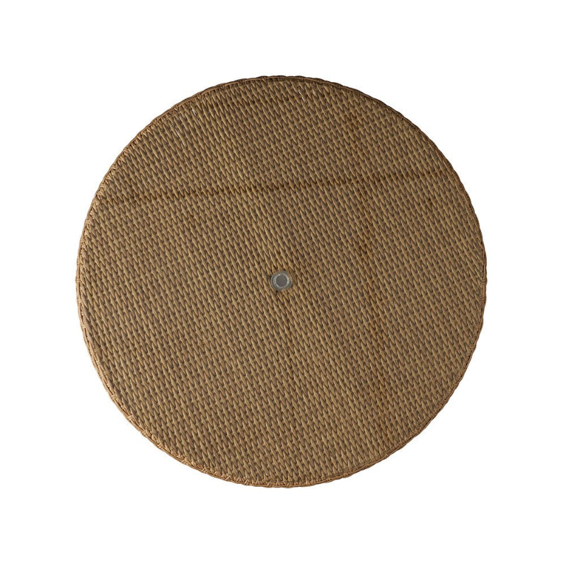 Round woven placemat on a white background