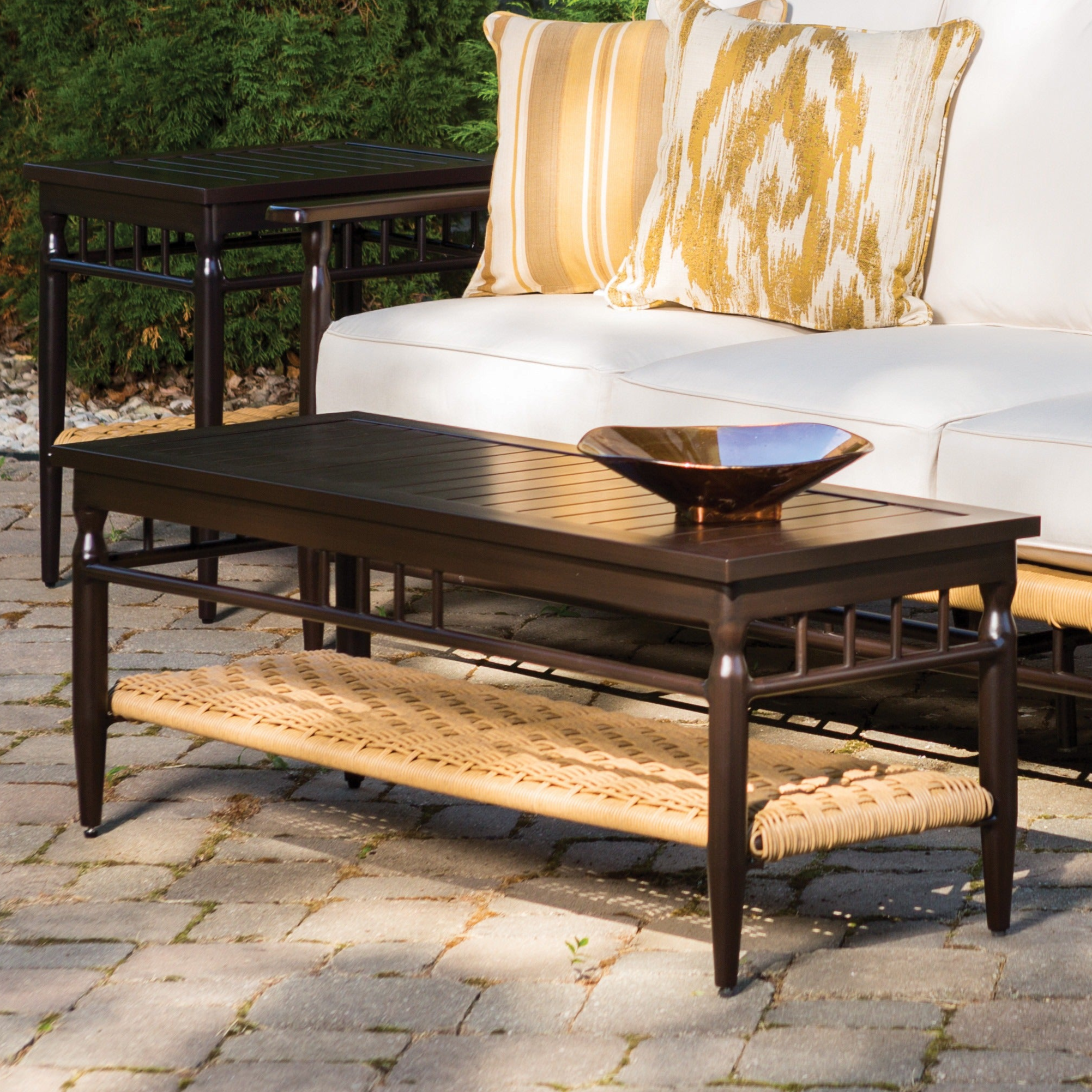 Lloyd Flanders Low Country Woven Vinyl 49" Rectangle Cocktail Table