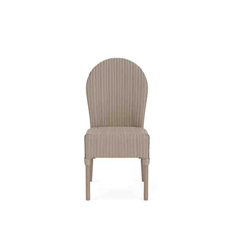 Beige chair with a striped backrest on a white background