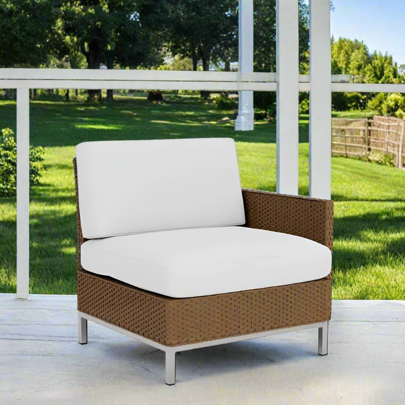 Lloyd Flanders Elements Wicker Left Arm Lounge Chair With Loom Arm and Back