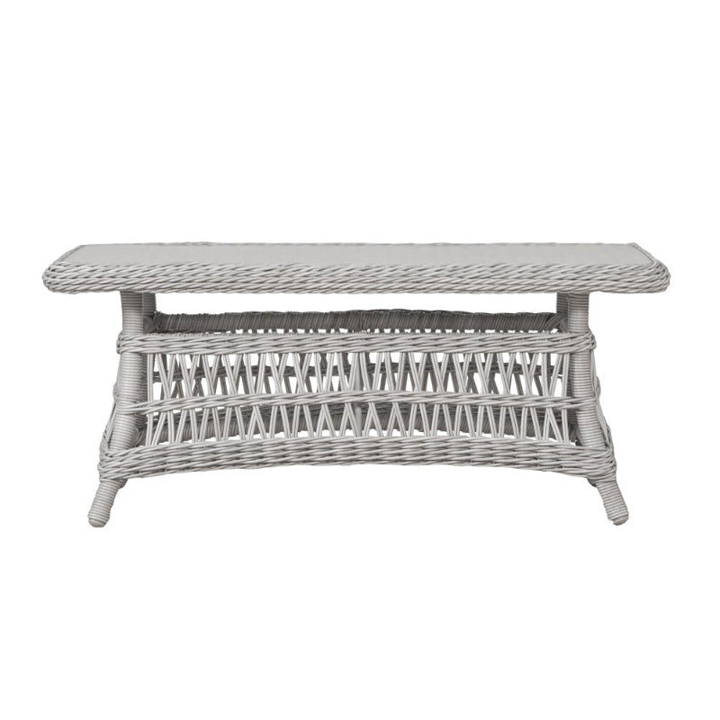 Wicker coffee table on a white background