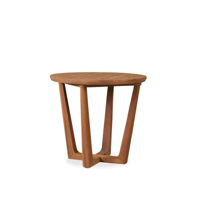 Wooden side table on a white background