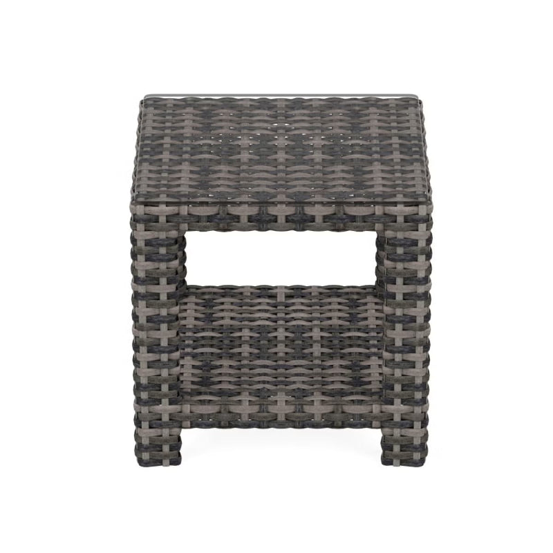 Forever Patio Cavalier Wicker End Table with Shelf & Glasstop