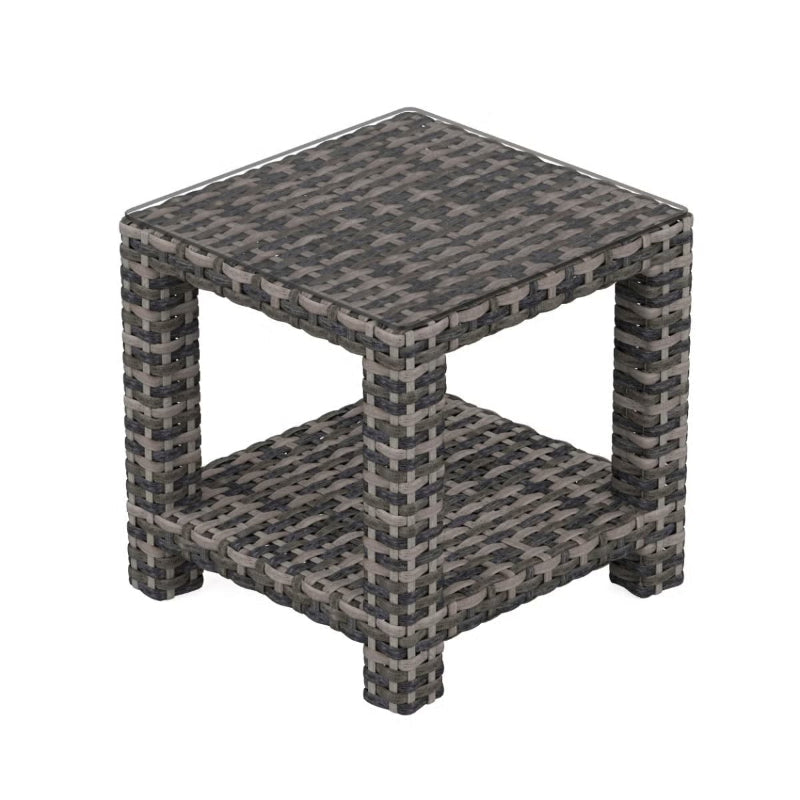 Forever Patio Cavalier Wicker End Table with Shelf & Glasstop