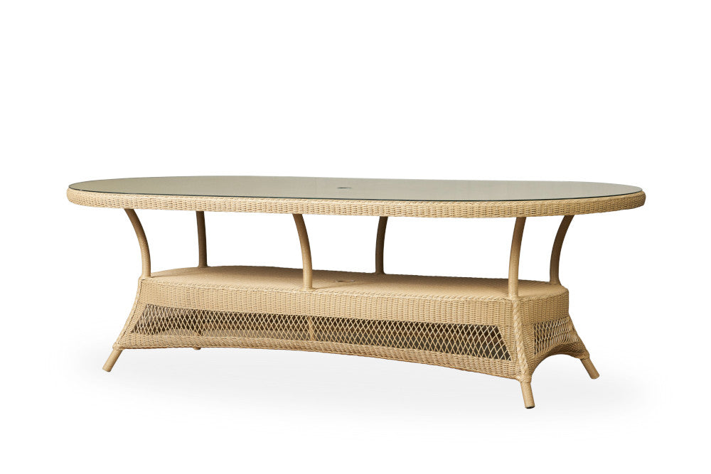 Lloyd Flanders Loom 85" Oval Umbrella Dining Table