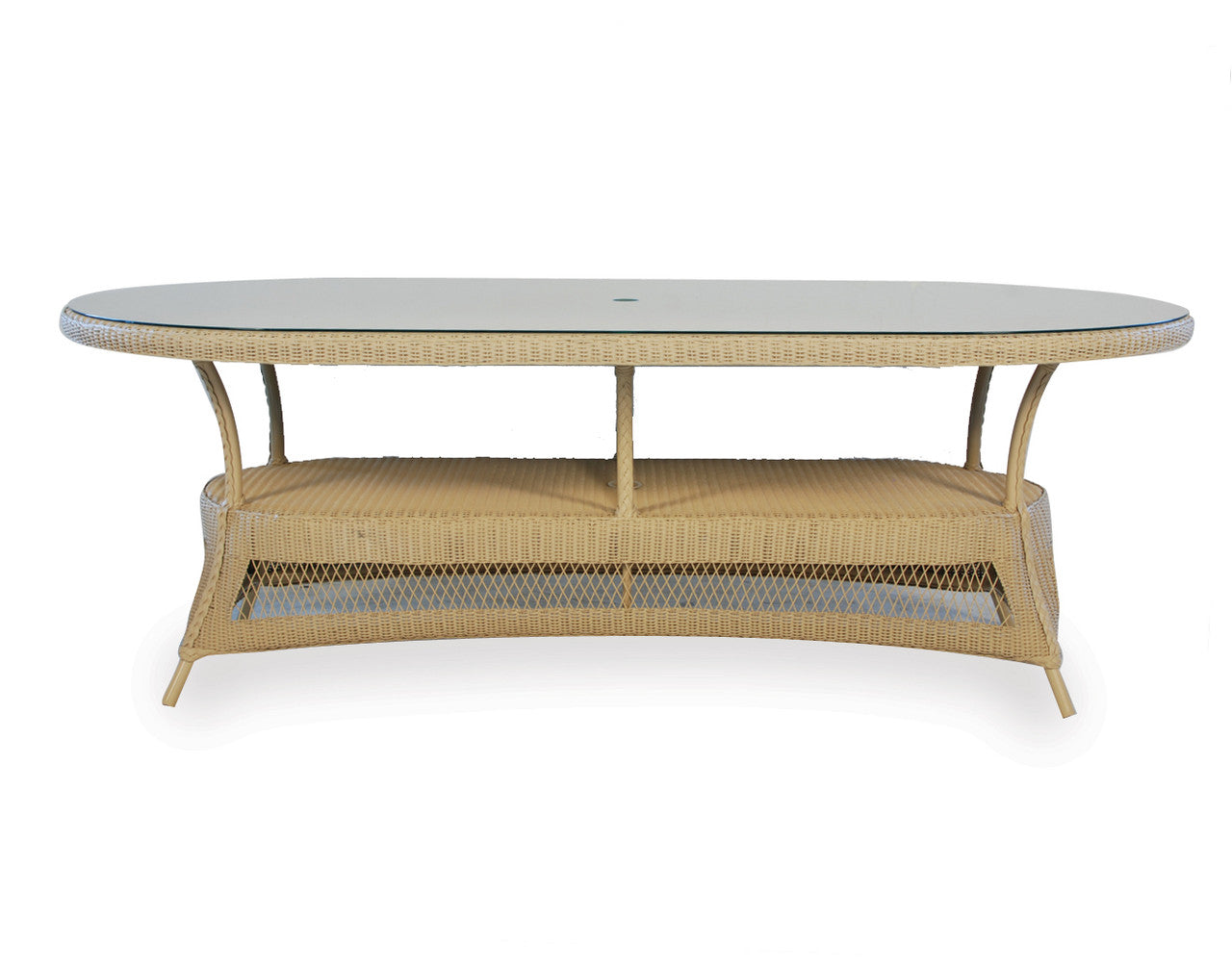Lloyd Flanders Loom 85" Oval Umbrella Dining Table