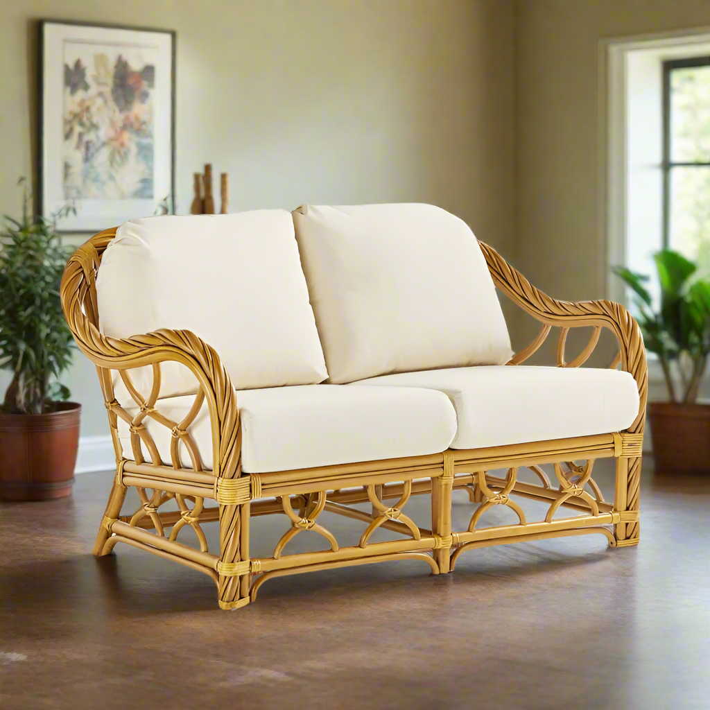 South Sea Rattan New Twist Indoor Loveseat