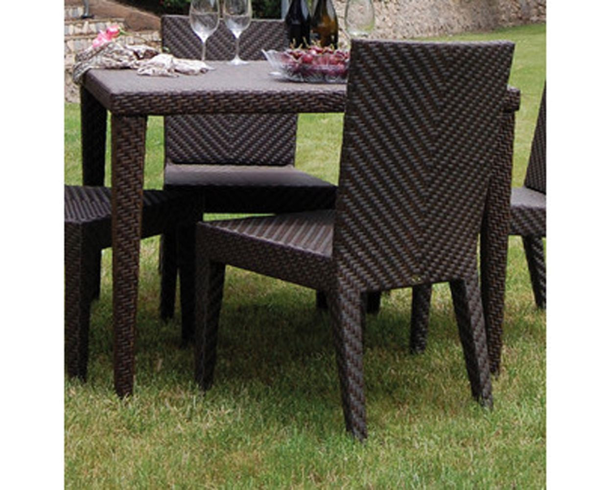 Hospitality Rattan Atlantis 5-Piece Square Dining Side Chair Set with Cushions