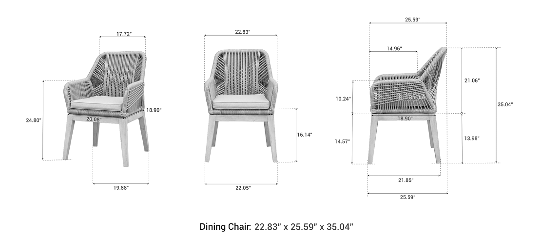 OUTSY Santino Wood, Aluminum, and Rope Dining Chair with Cushion (Set Of 2)