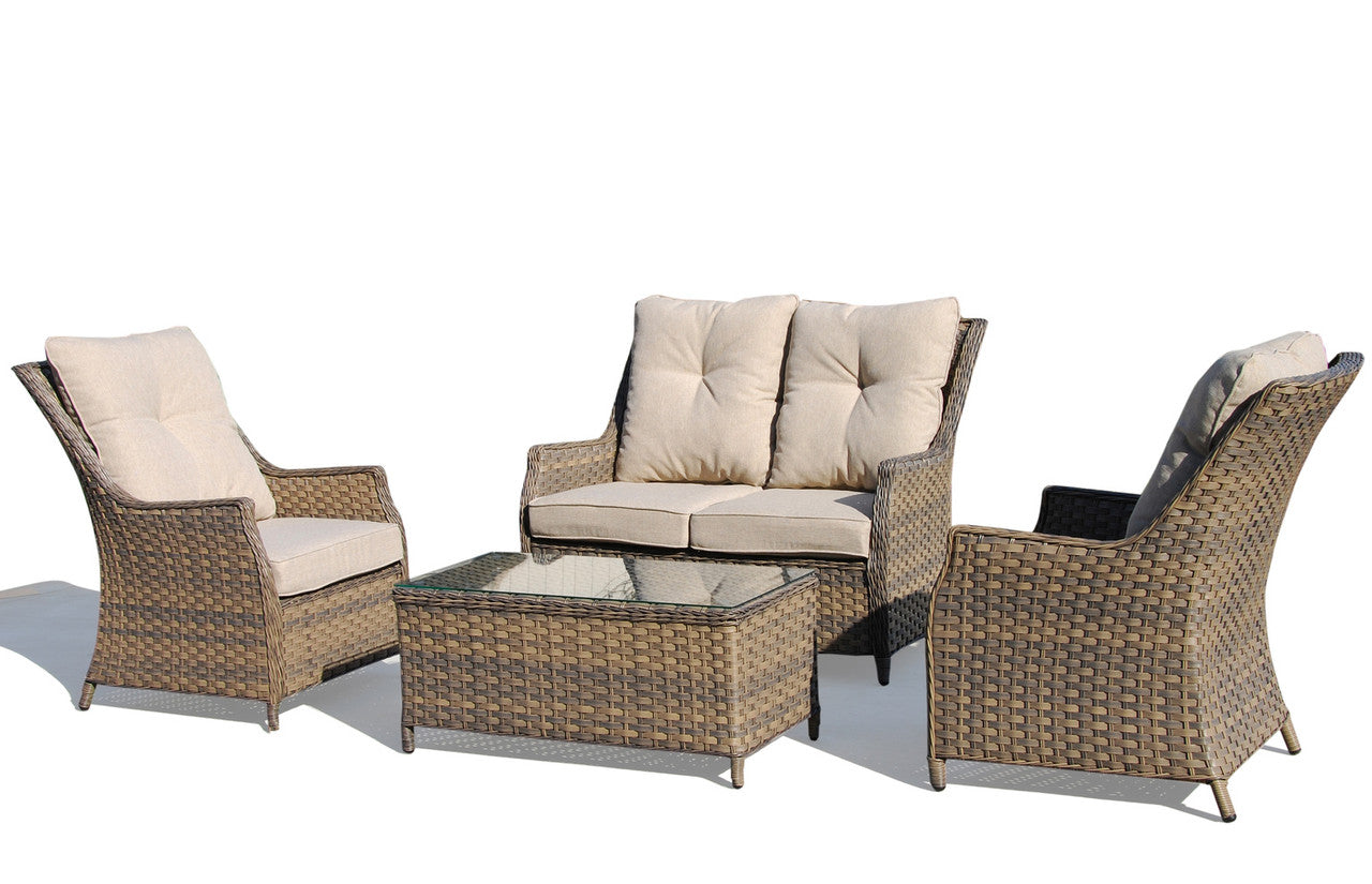Alfresco Home Rockhill Wicker Aluminum Conversation Group w/ Sunbrella Cushions
