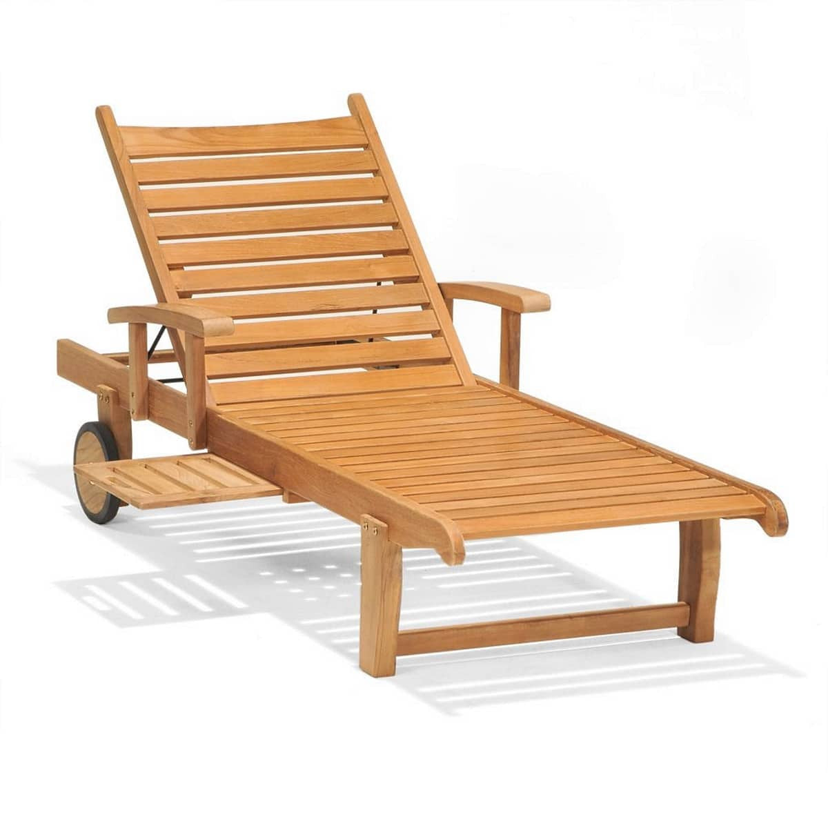 Forever Patio Universal Teak Single Adjustable Chaise Lounge With Arms