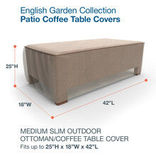 Budge Industries English Garden Slim Patio Ottoman/Coffee Table Cover - Medium