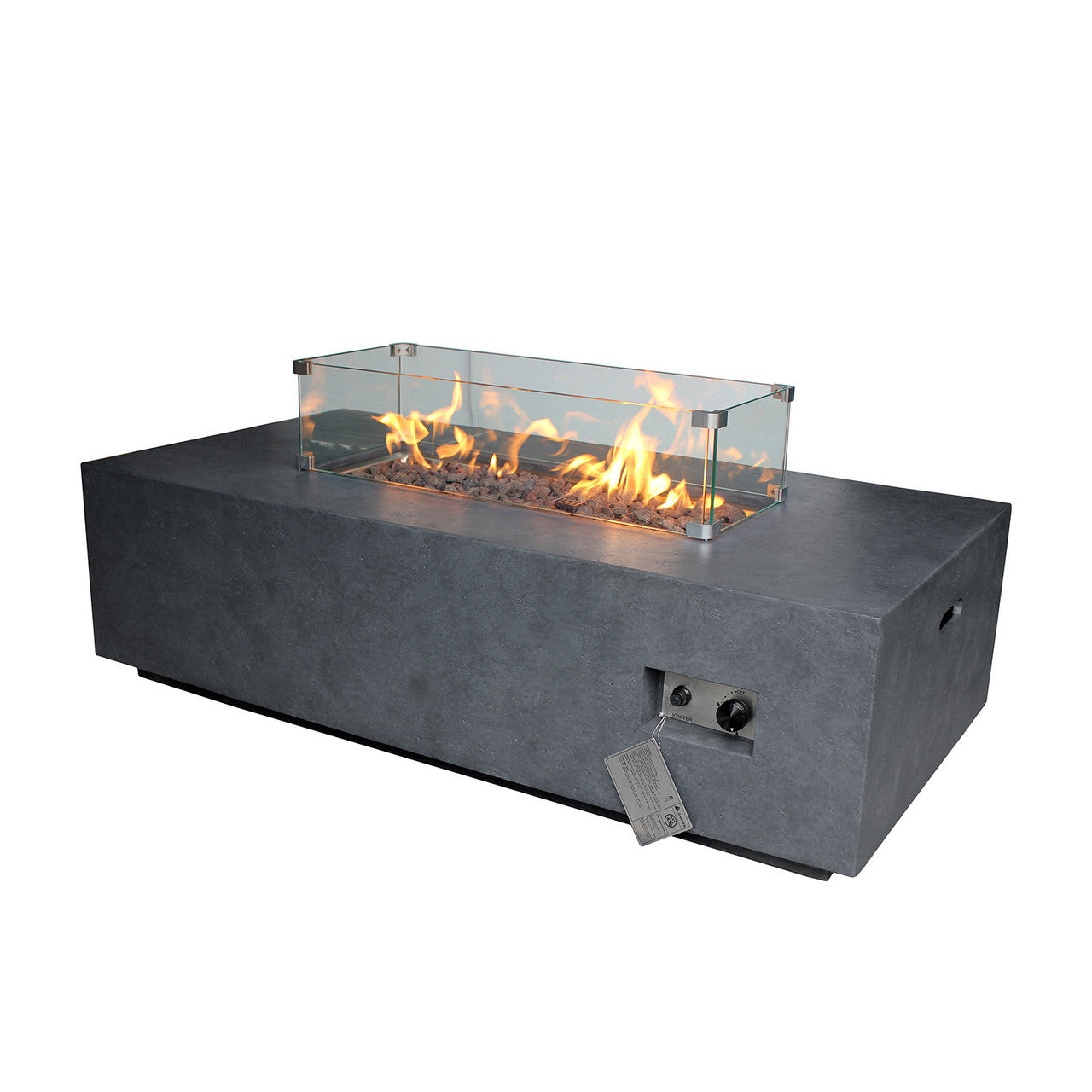 Source Furniture Elements Rectangular Concrete Fire Pit - Dark Gray