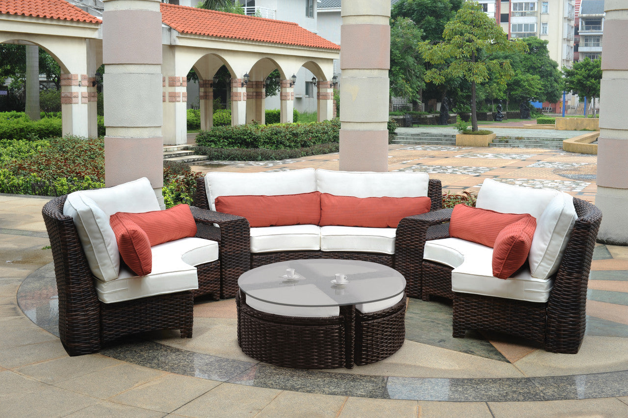 South Sea Rattan Saint Tropez Outdoor Curved Wicker Sectional