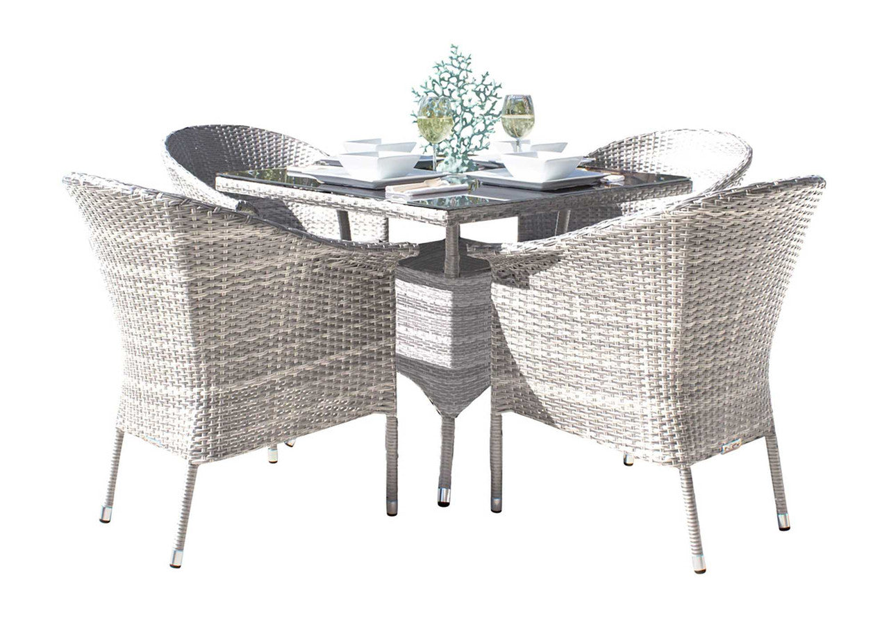 Hospitality Rattan Athens 5 PC Woven Armchair Dining Set with Cushions