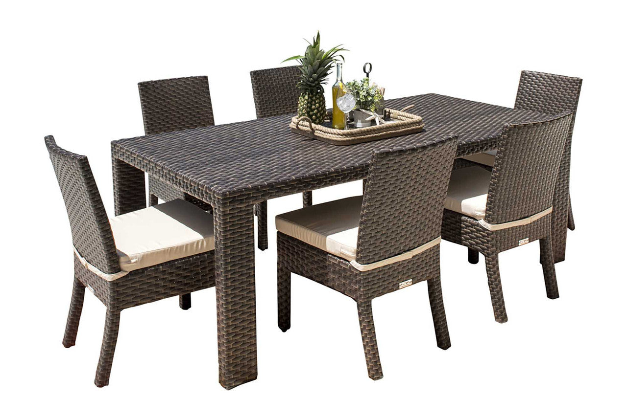 Hospitality Rattan Fiji 7 PC Side Chair Dining Set with Cushions