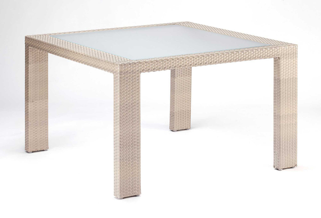 Hospitality Rattan Rubix Square Woven Dining Table with Glass