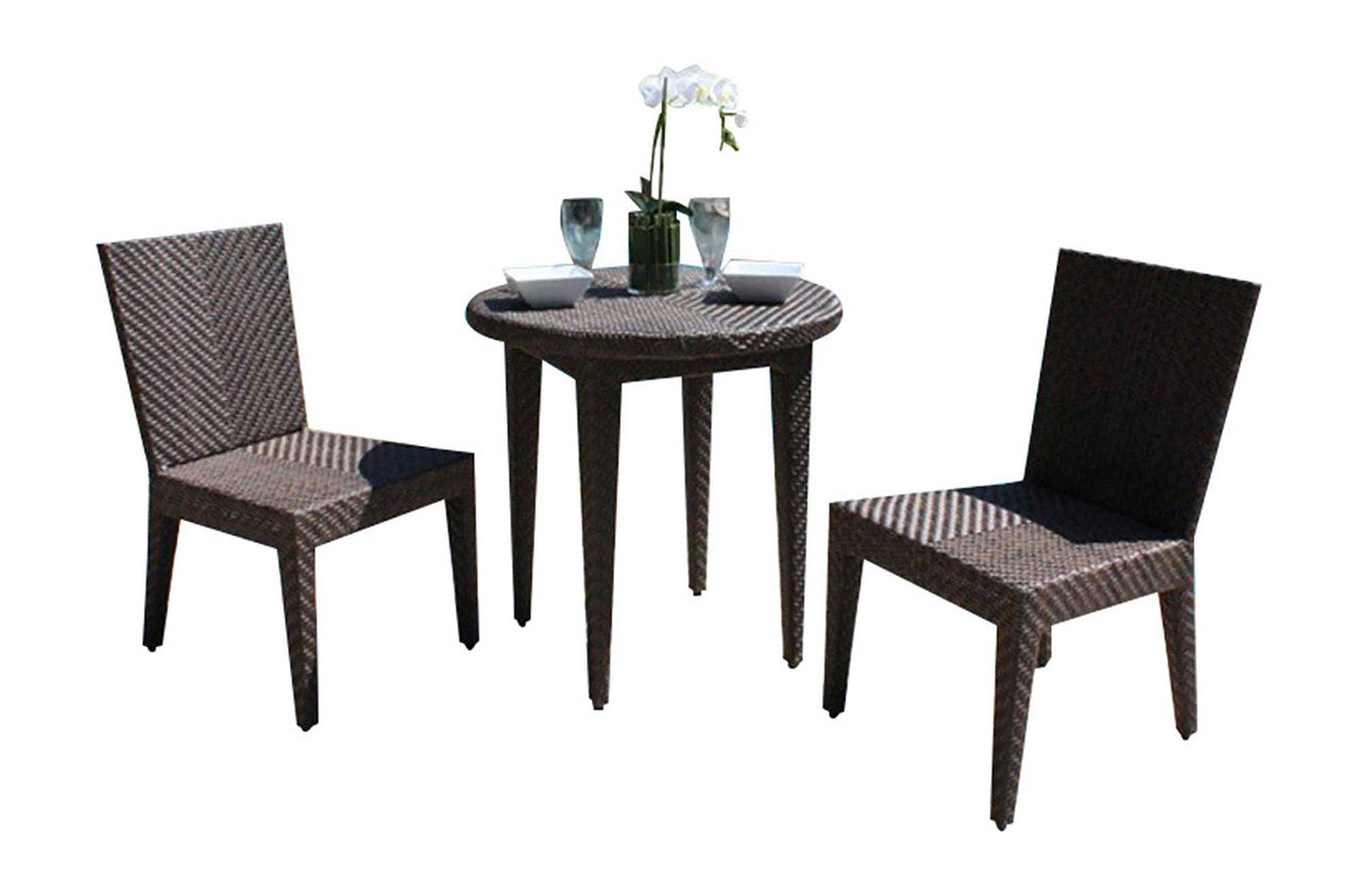 Hospitality Rattan Soho 3 PC Dining Side Chair Bistro Group with Cushions