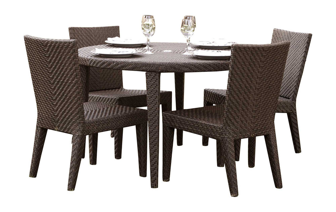 Hospitality Rattan Soho 5 PC Round Dining  Side Chair Group with Cushions