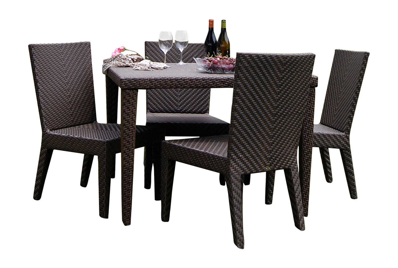 Hospitality Rattan Soho 5 PC Square Dining Side Chair Group with Cushions