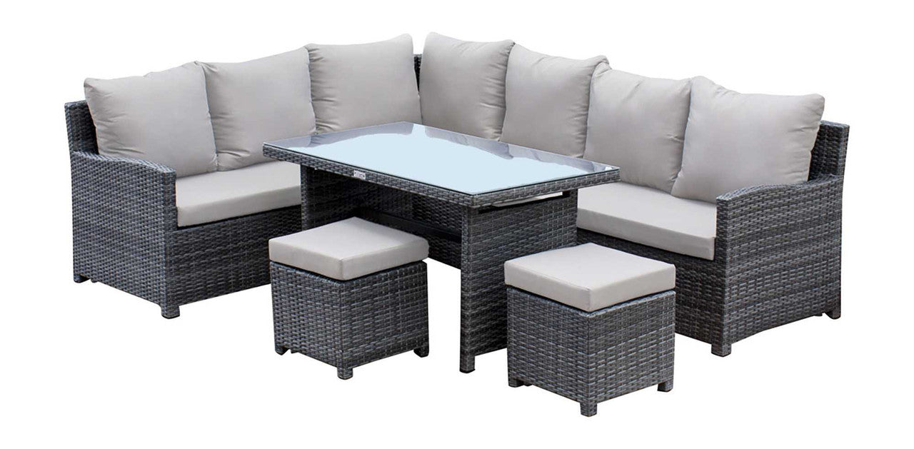 Hospitality Rattan Ultra 5 PC Sectional Dining Set with Cushions
